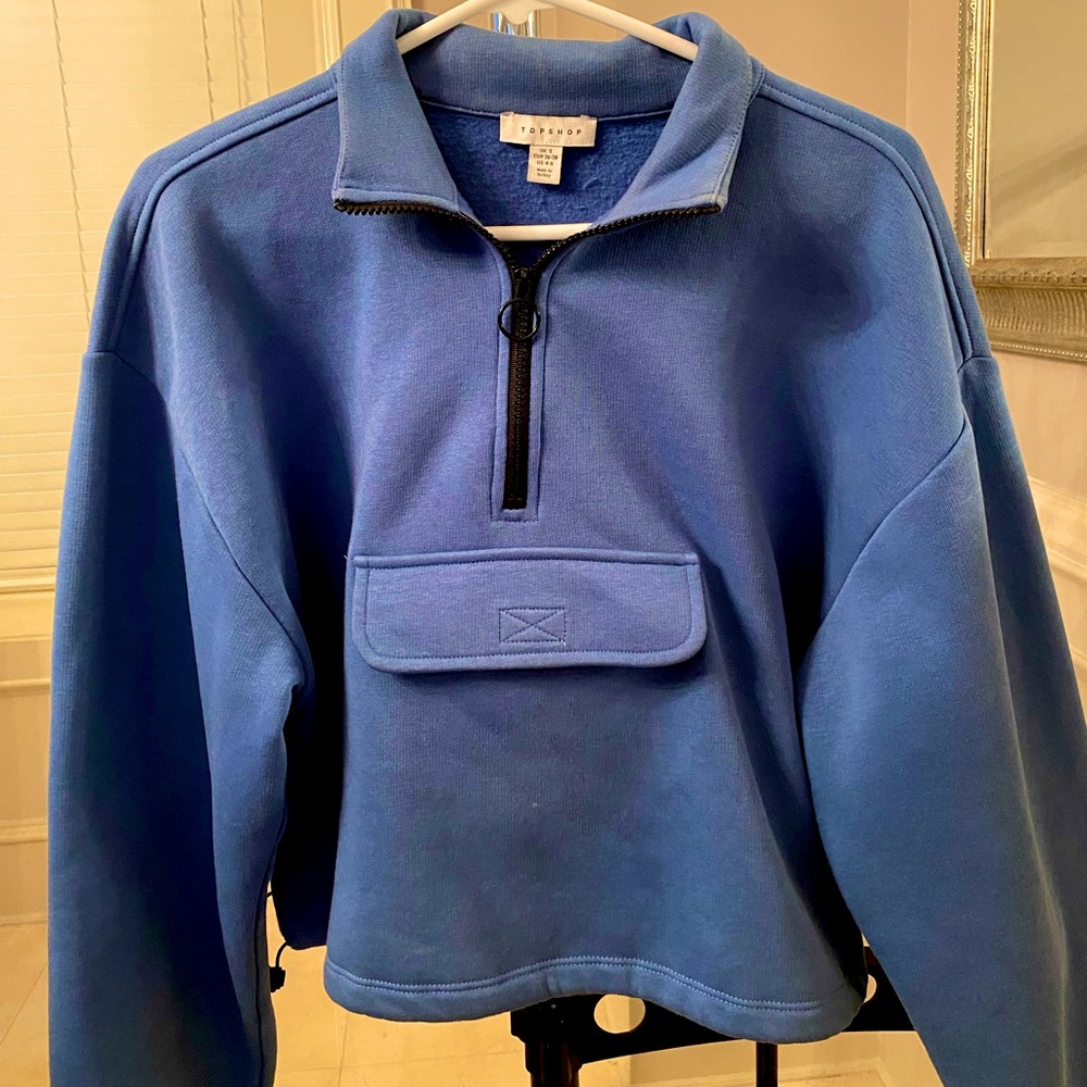 Kangaroo Pocket Quarter zip from Topshop